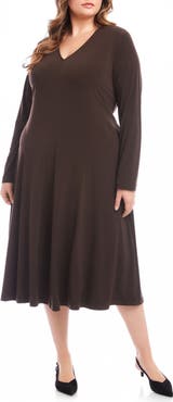 Karen Kane Kate Long Sleeve Travel Jersey Midi Dress