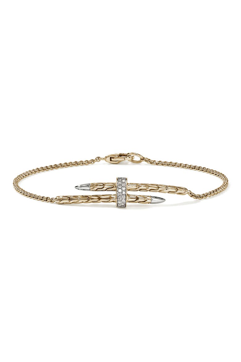 Pavé Diamond Spear Station Bracelet, Main, color, SILVER AND GOLD