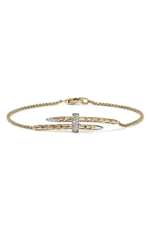 Pavé Diamond Spear Station Bracelet