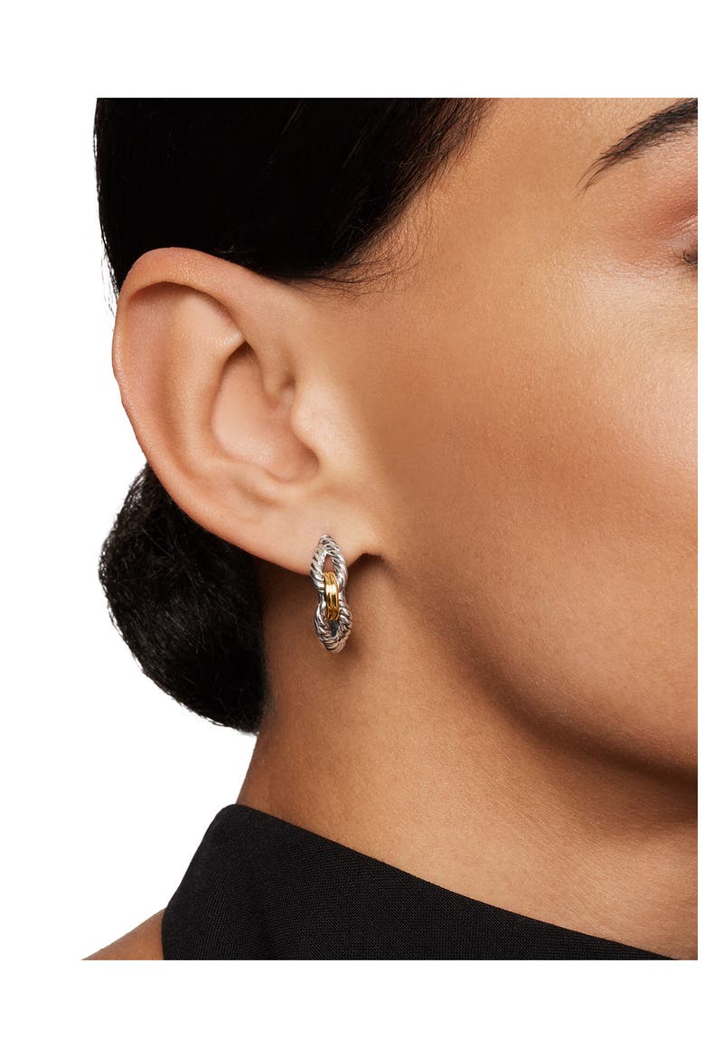 Cable Loop Hoop Earrings in Sterling Silver with 18K Yellow Gold, 22mm, Alternate, color, YELLOW GOLD/ STERLING SILVER