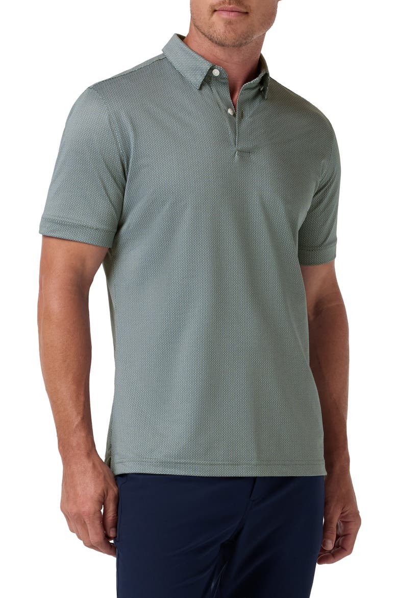 Halyard Trim Fit Performance Polo, Main, color, HEMLOCK BLOCK DOT
