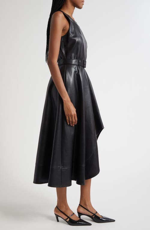 Cinq À Sept Zelda Faux Leather High Low Hem Dress In Black