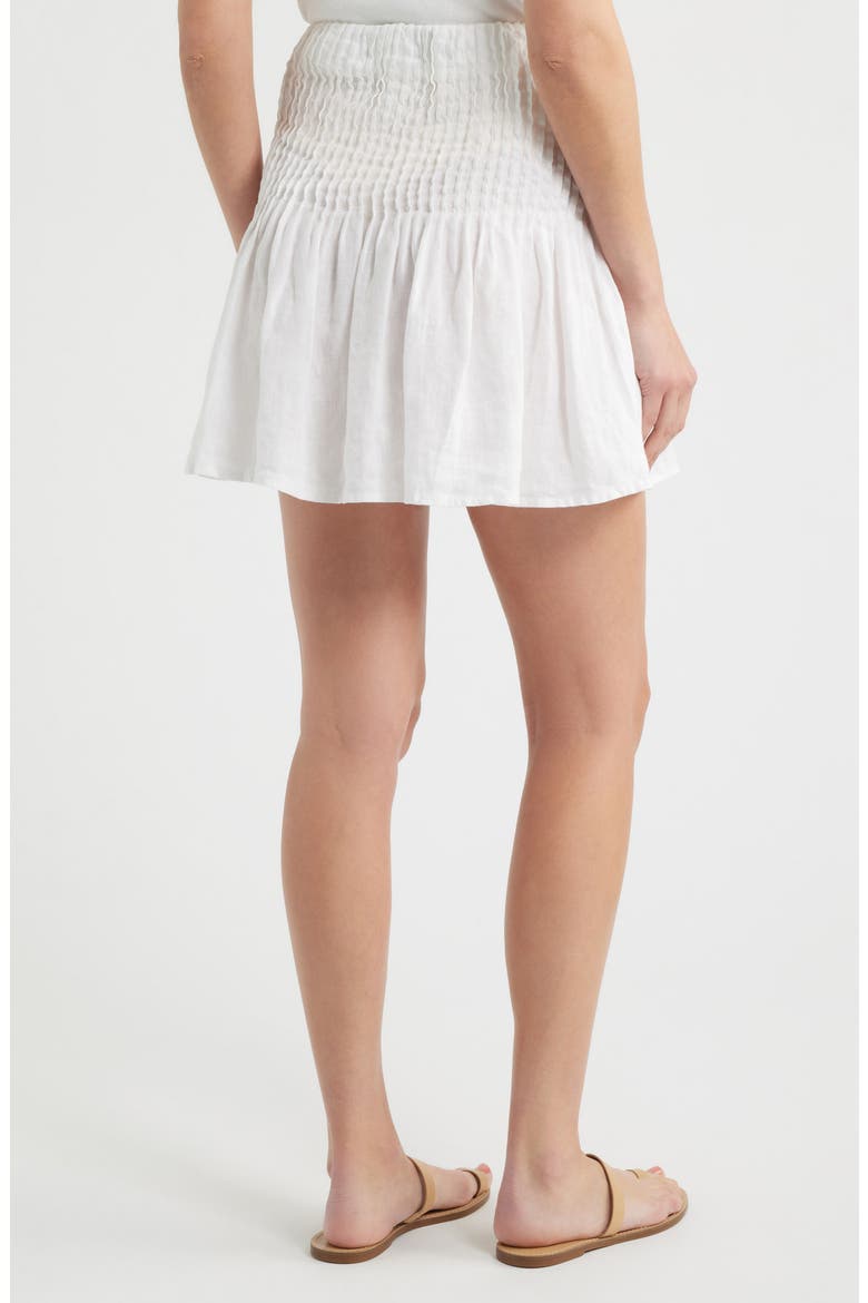 Pintuck Linen Miniskirt, Alternate, color, WHITE