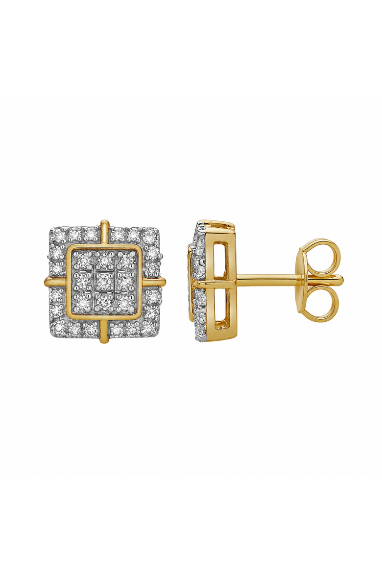 Empatia 10K Yellow Gold Diamond Unisex Earrings - 0.15 Cts, Main, color, 10K Yellow Gold