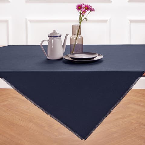 Linen Table Throw - Fringe, 52" x 52" Inch