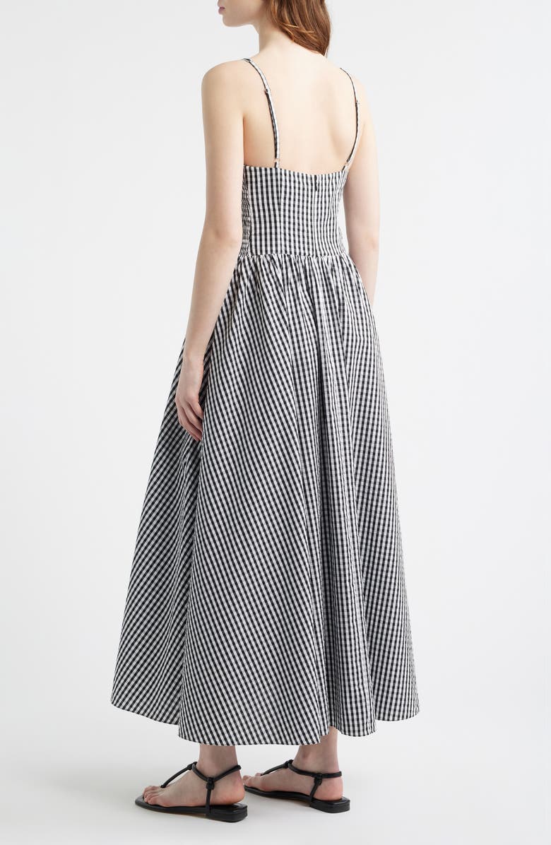 Faithfull the Brand Chiara Cotton Gingham Dress, Alternate, color, Black Textured Gingham