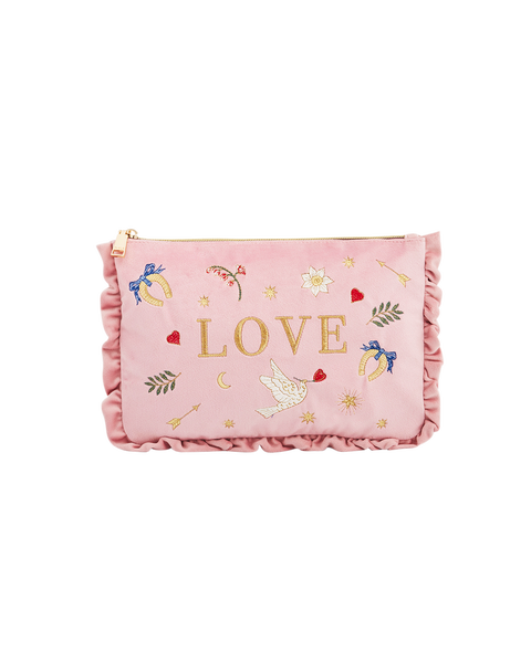 Love Scatter Velvet Embroidered Pouch