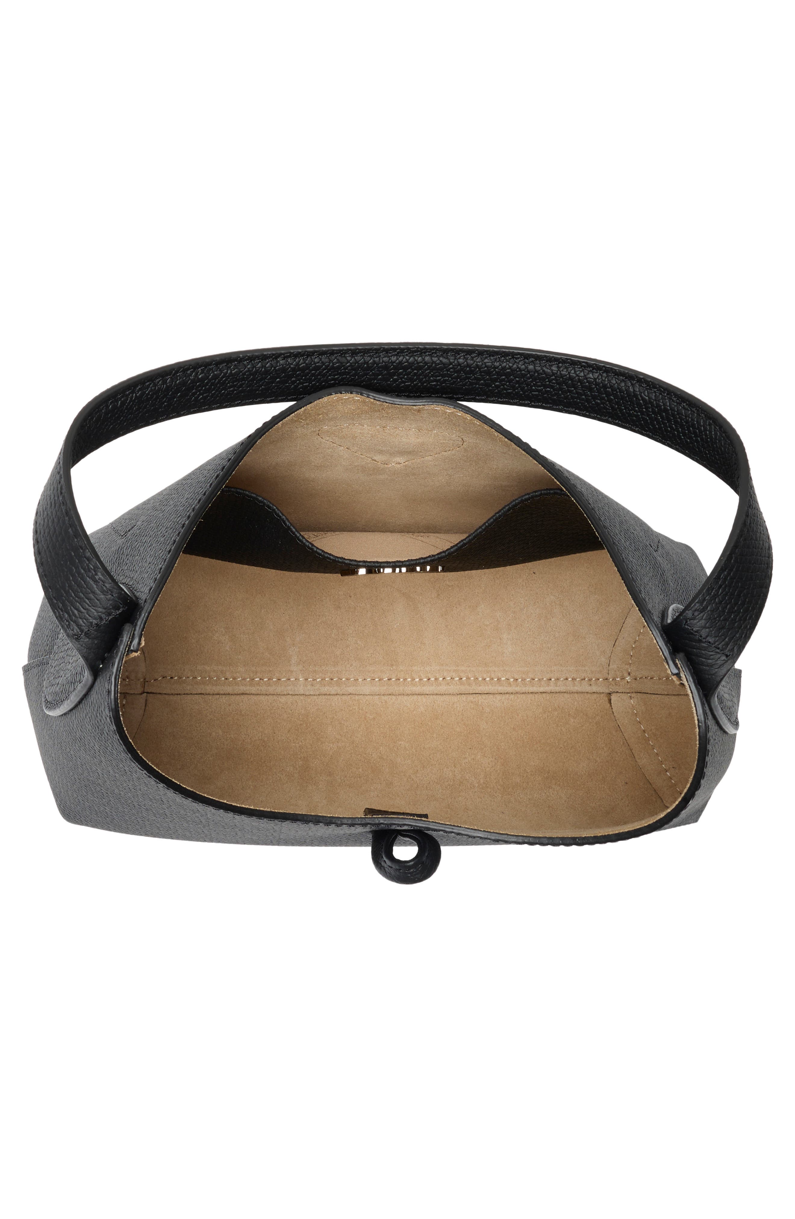 Extra Small Le Roseau Leather Hobo Bag, Alternate, color, BLACK