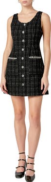 English Factory Metallic Tweed Sheath Minidress