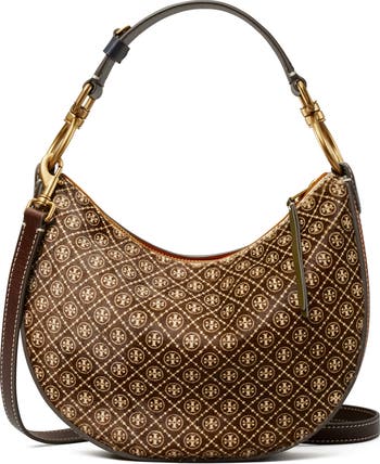 Tory Burch T Monogram Genuine Calf Hair Mini Crescent Shoulder Bag