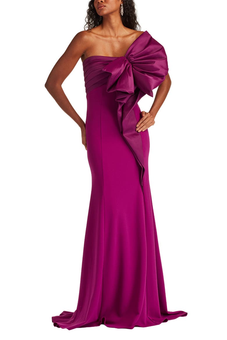 Strapless Bow Taffeta Gown, Alternate, color, MAGENTA