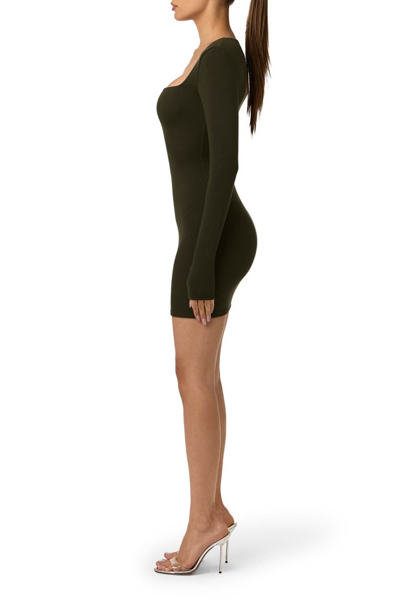 Squared Up Long Sleeve Body-Con Dress, Alternate, color, OLIVE