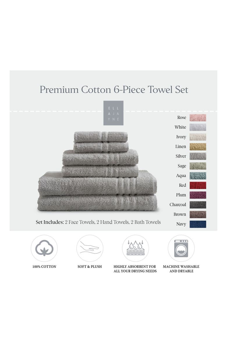 ELLA JAYNE HOME Ella Jayne Face-Hand-Body 6-Piece Towel Set, Alternate, color, Silver