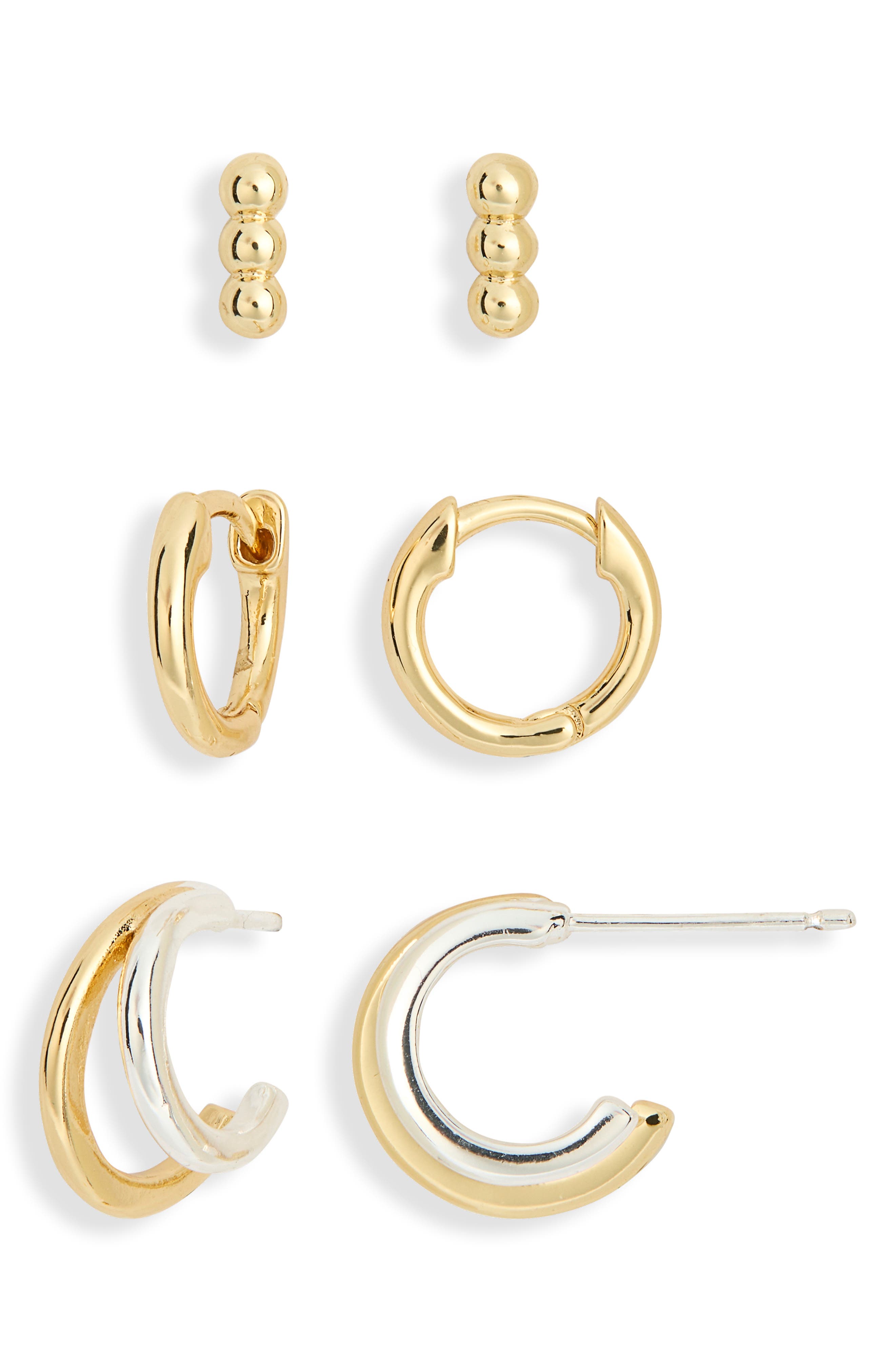 NORDSTROM RACK Demi Fine Set of 3 Huggie Hoop Earrings
