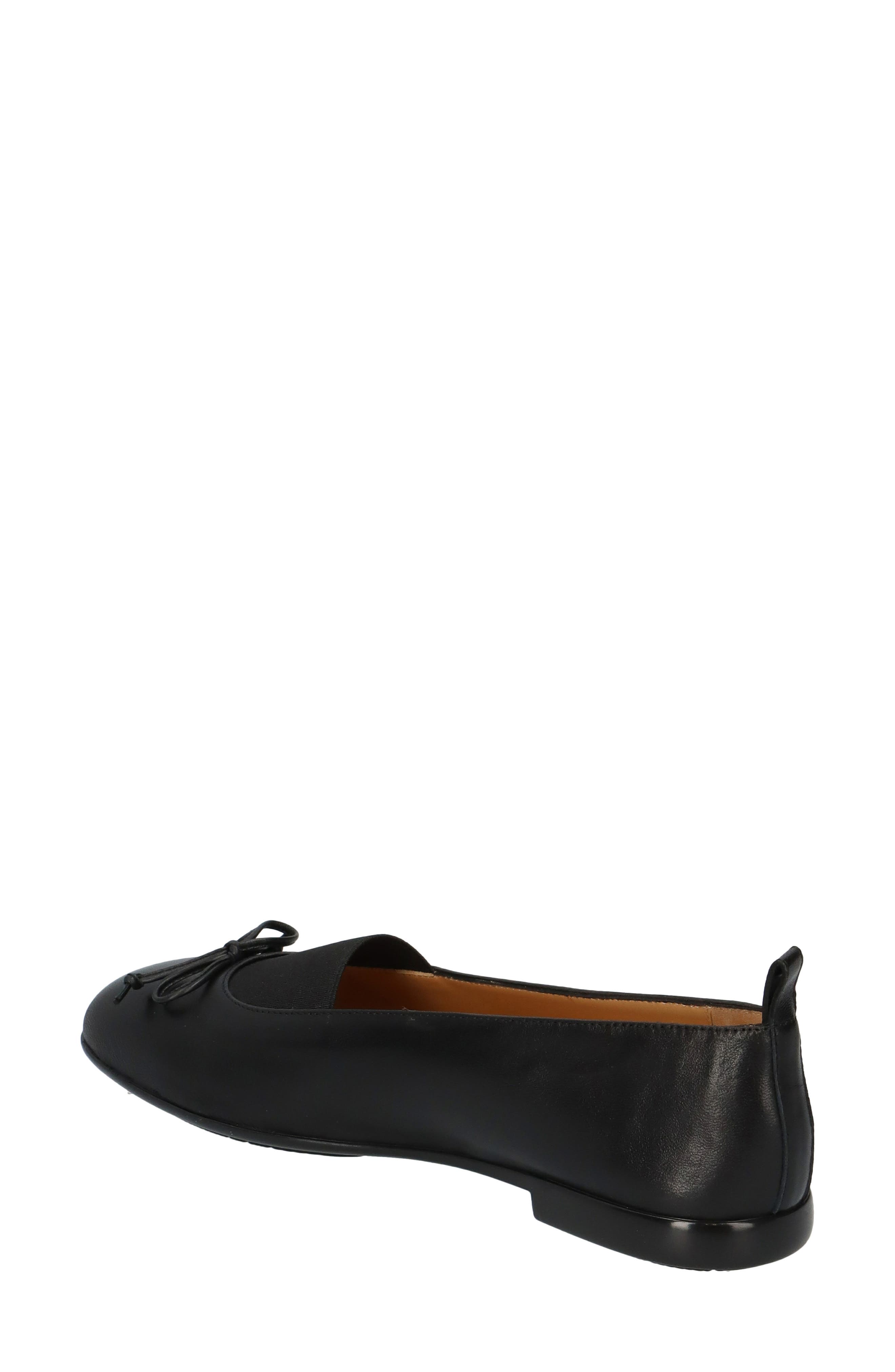 Bow Leather Ballet Flat, Alternate, color, BLACK