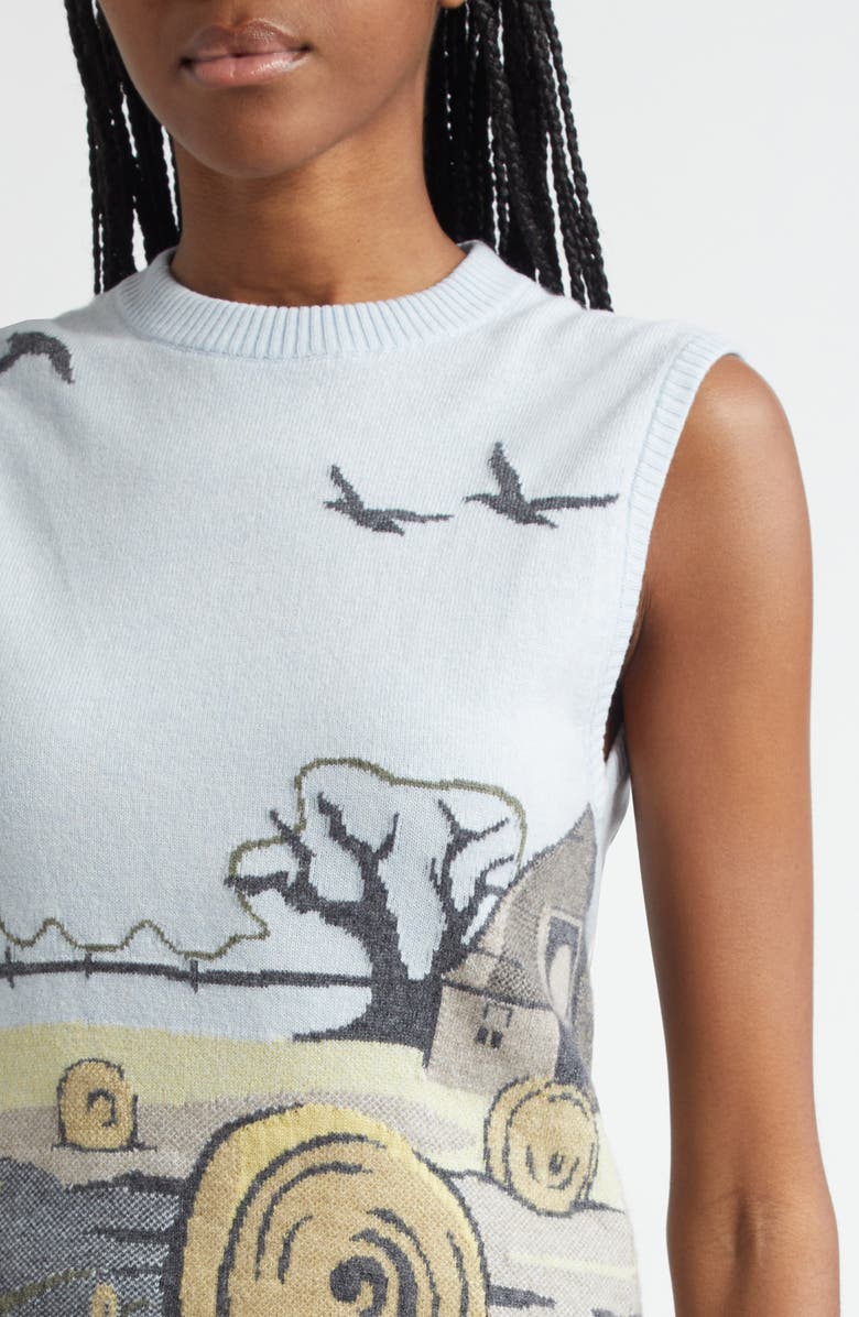 Thom Browne Seasonal Print Sleeveless Cashmere Sweater, Alternate, color, Light Blu