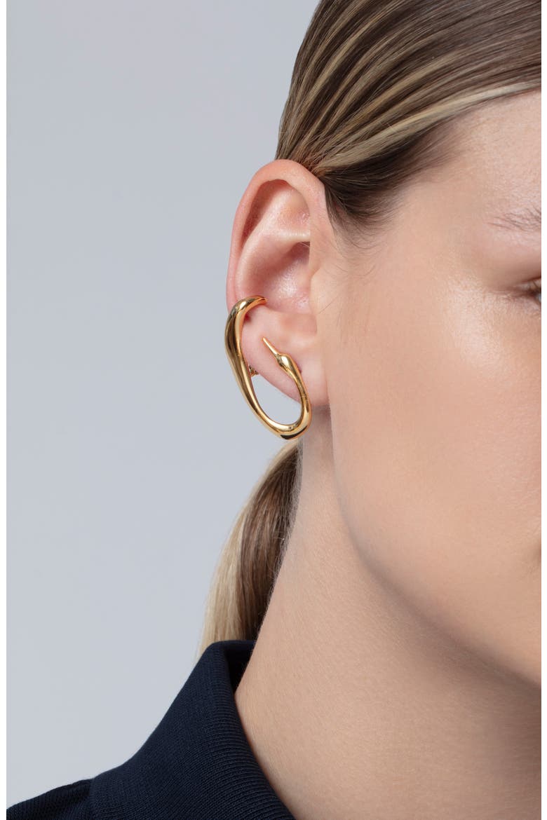 Egret Climber Earrings, Alternate, color, HIGH POLISH GOLD