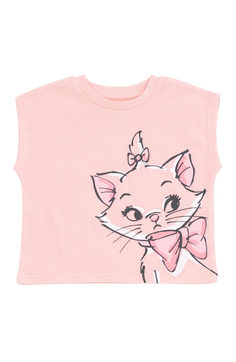 Disney Waffle T-Shirt & Shorts Set, Alternate, color, Marie Pink Pink