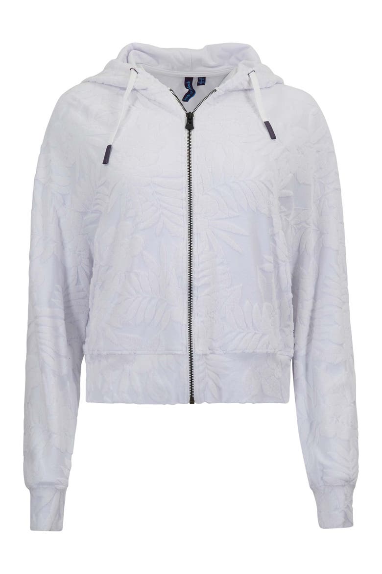 Womens Cropped Terry Toweling Zip Hoodie, Alternate, color, WHITE