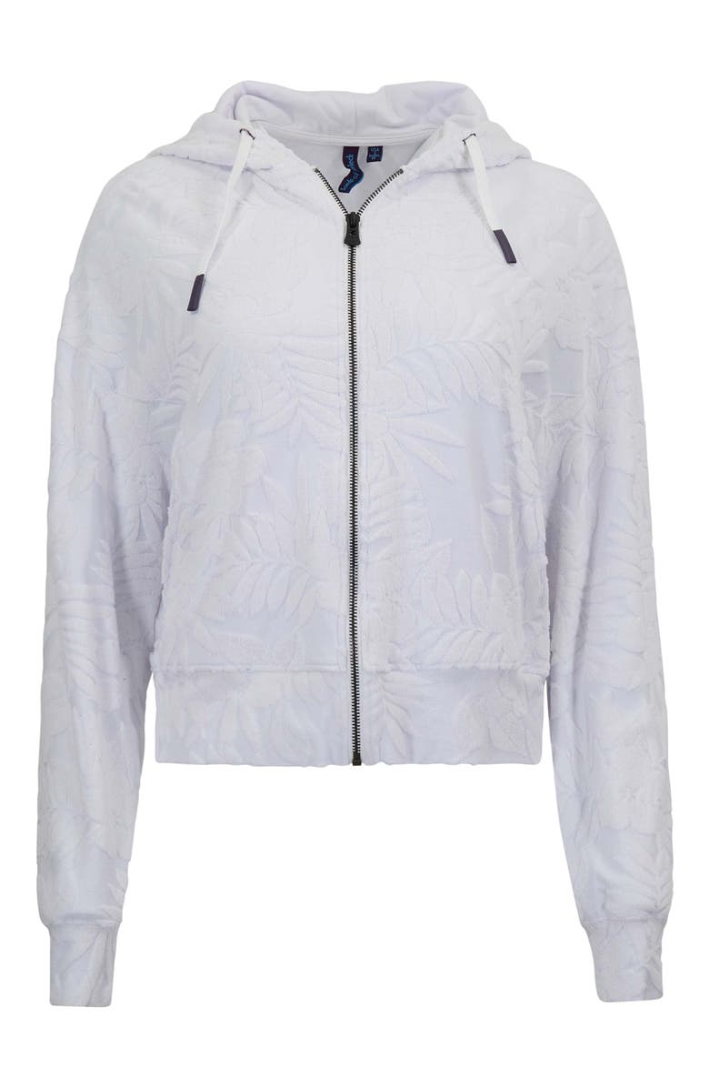 Lords of Harlech Womens Cropped Terry Toweling Zip Hoodie, Alternate, color, White