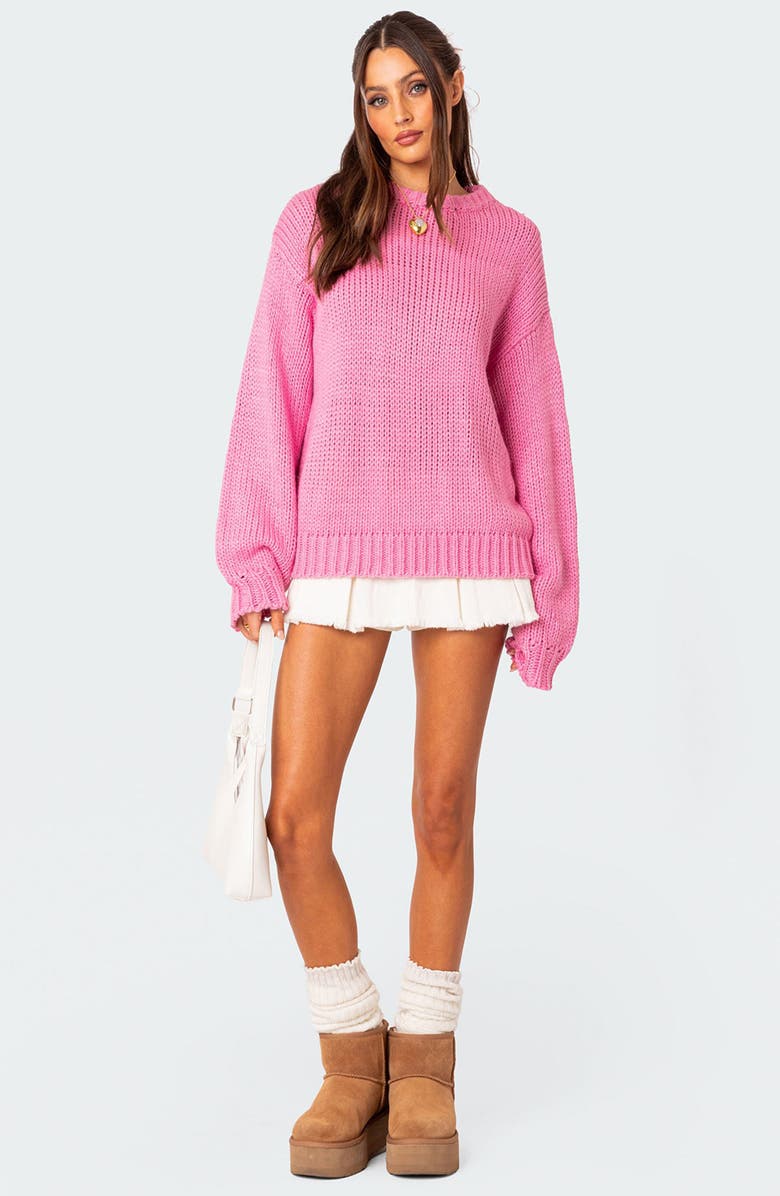 EDIKTED Aiden Oversize Chunky Sweater, Alternate, color, Pink