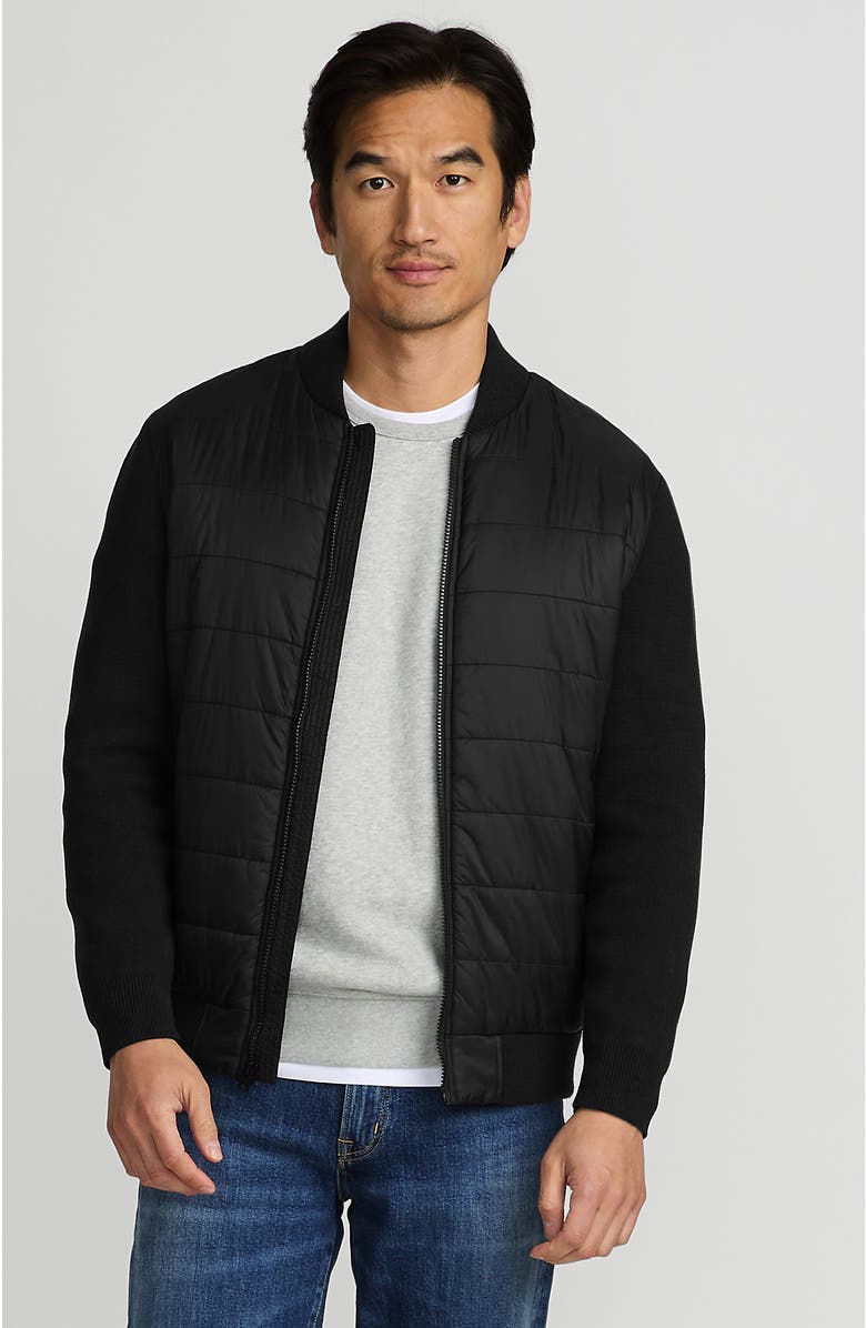Lands' End Insulated Sweater Jacket, Main, color, Black
