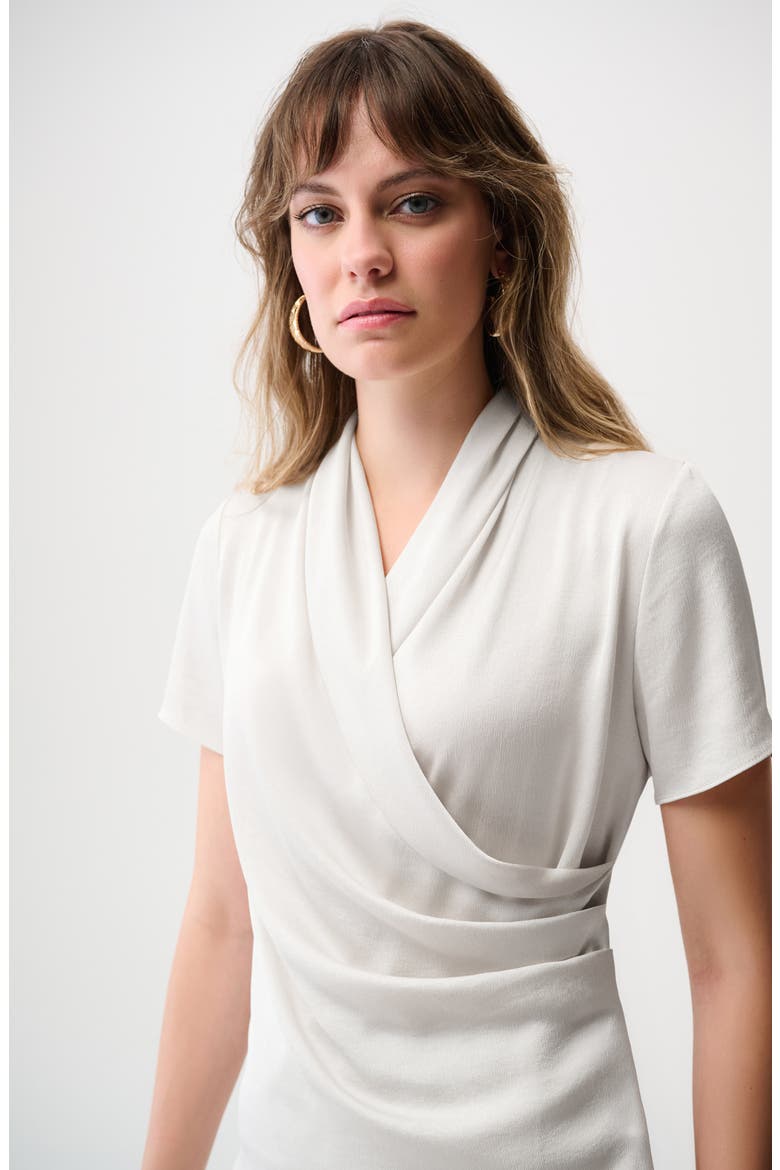 Hammered Satin Draped Surplice Top, Alternate, color, WINTER WHITE