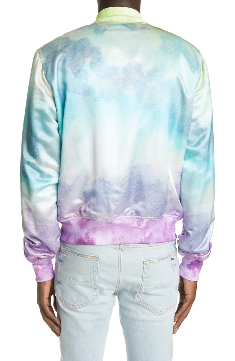 AMIRI Watercolor Satin Bomber Jacket, Alternate, color, 
