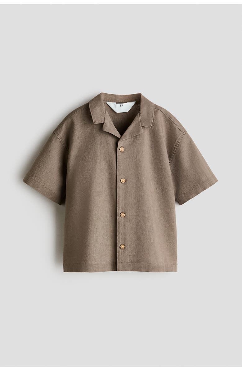 H&M Linen-blend Resort Shirt, Main, color, Taupe