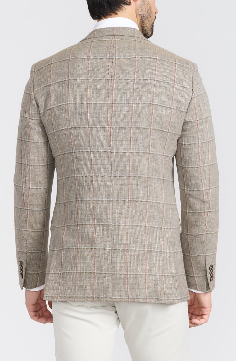CRICKETEER Tan Windowpane Check Wool Blend Blazer, Alternate, color, Tan