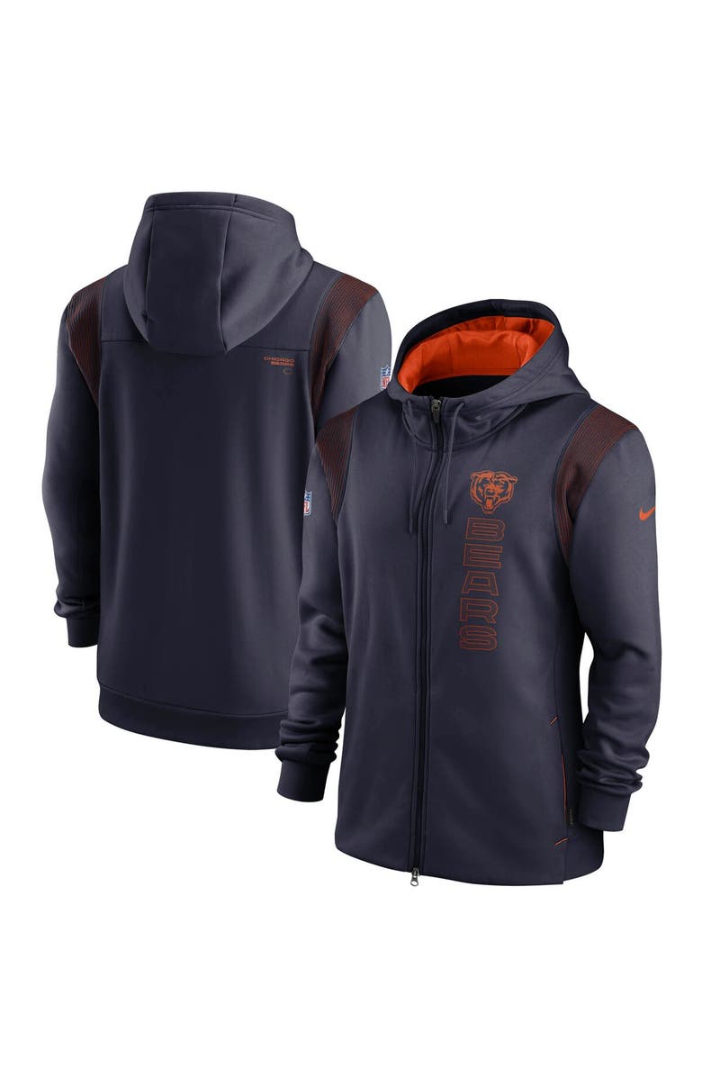 Nike Men's Nike Navy Chicago Bears Sideline Team Performance Full-Zip Hoodie, Alternate, color, 