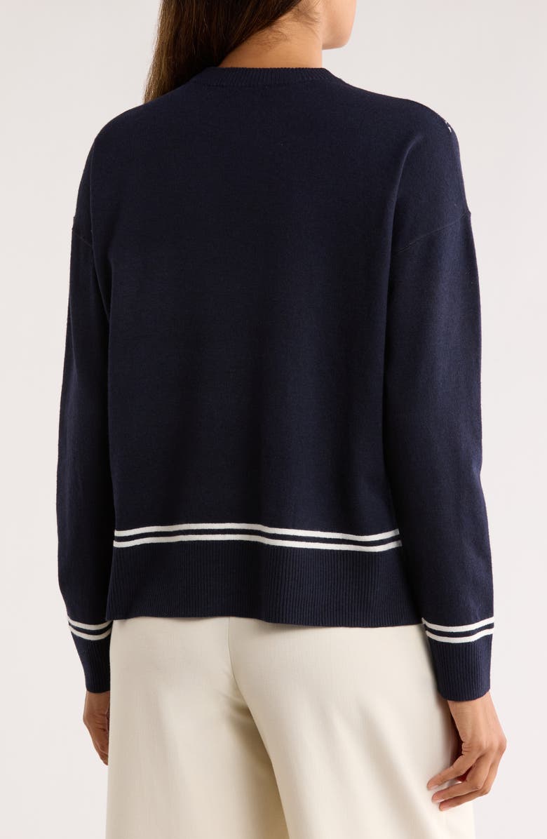 NORDSTROM RACK Tipped Crewneck Sweater, Alternate, color, Navy- Ivory Tipping