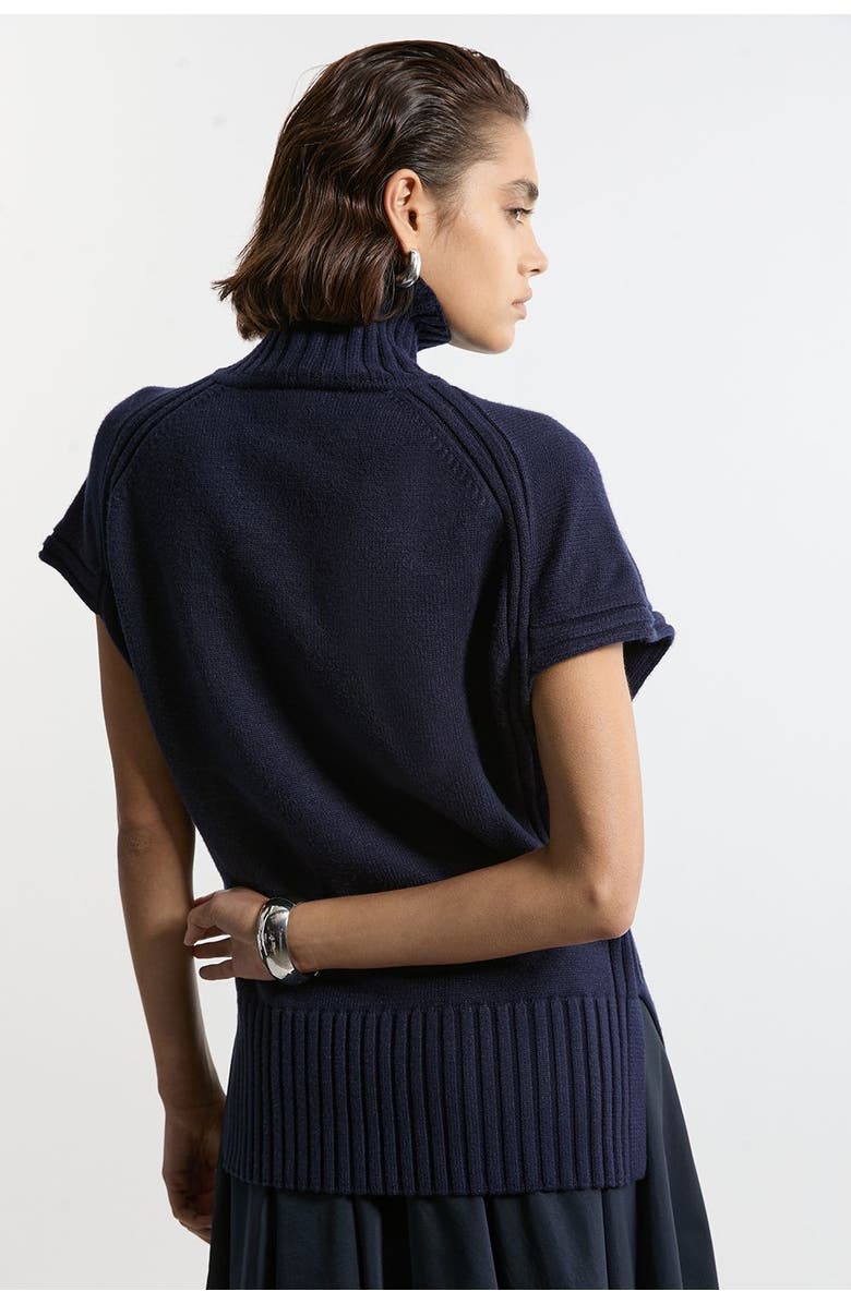 Karen Millen High Neck Knitted Tunic Top, Alternate, color, Navy