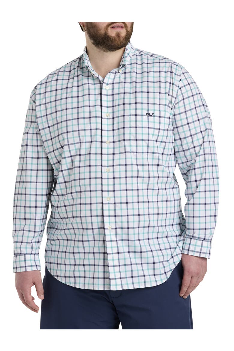 Big & Tall On-The-Go Check Sport Shirt, Alternate, color, LAGOON TIDE
