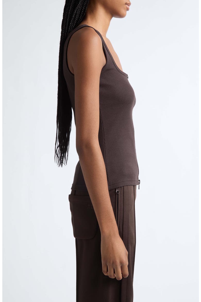 Ribbed Zip Front Tank, Alternate, color, CHOCOLATE 1983