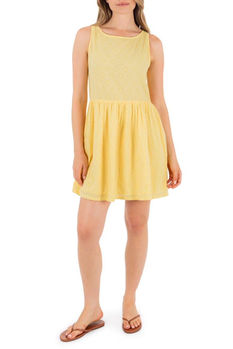 Sunkissed Back Slit Cotton Dobby Dress, Main, color, DANDELION