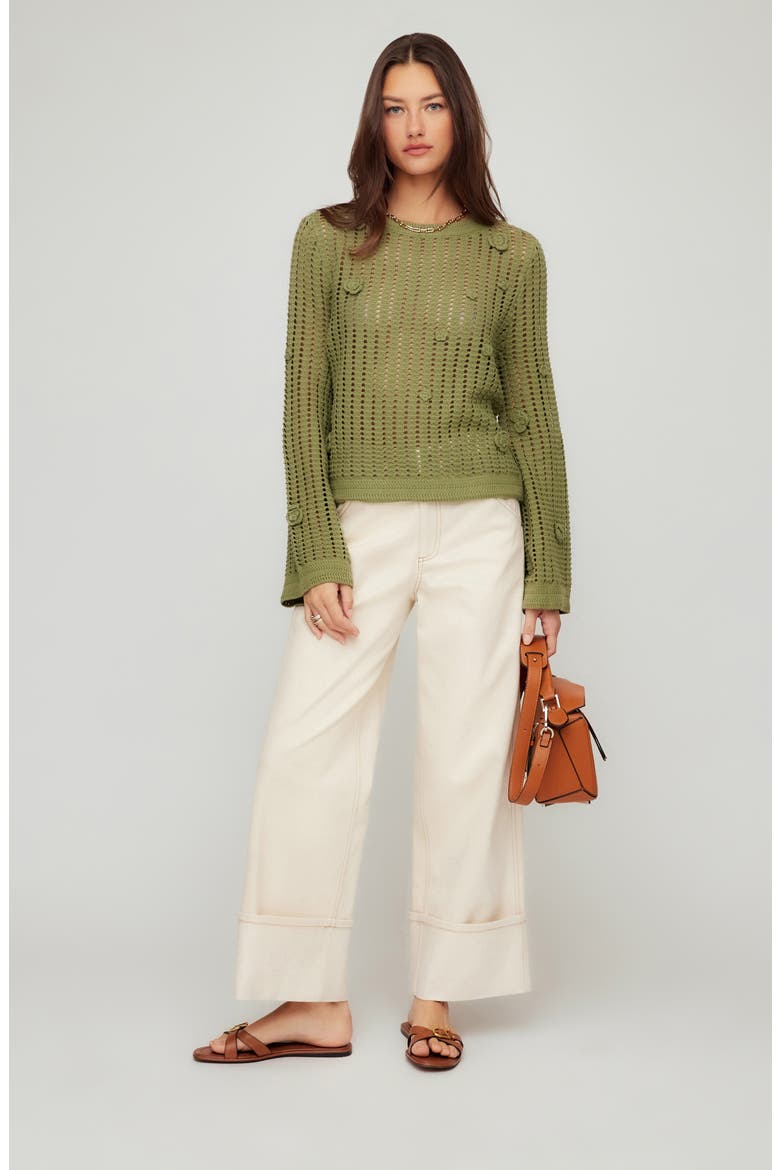 Liv Open Stitch Cotton Blend Sweater, Alternate, color, OLIVE