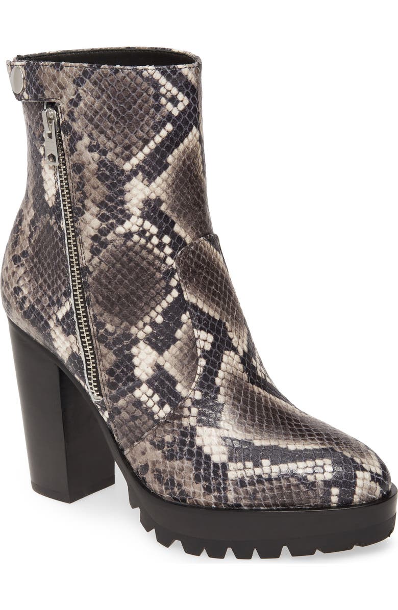 AllSaints Ana Bootie, Main, color, Black/ White Snake Leather