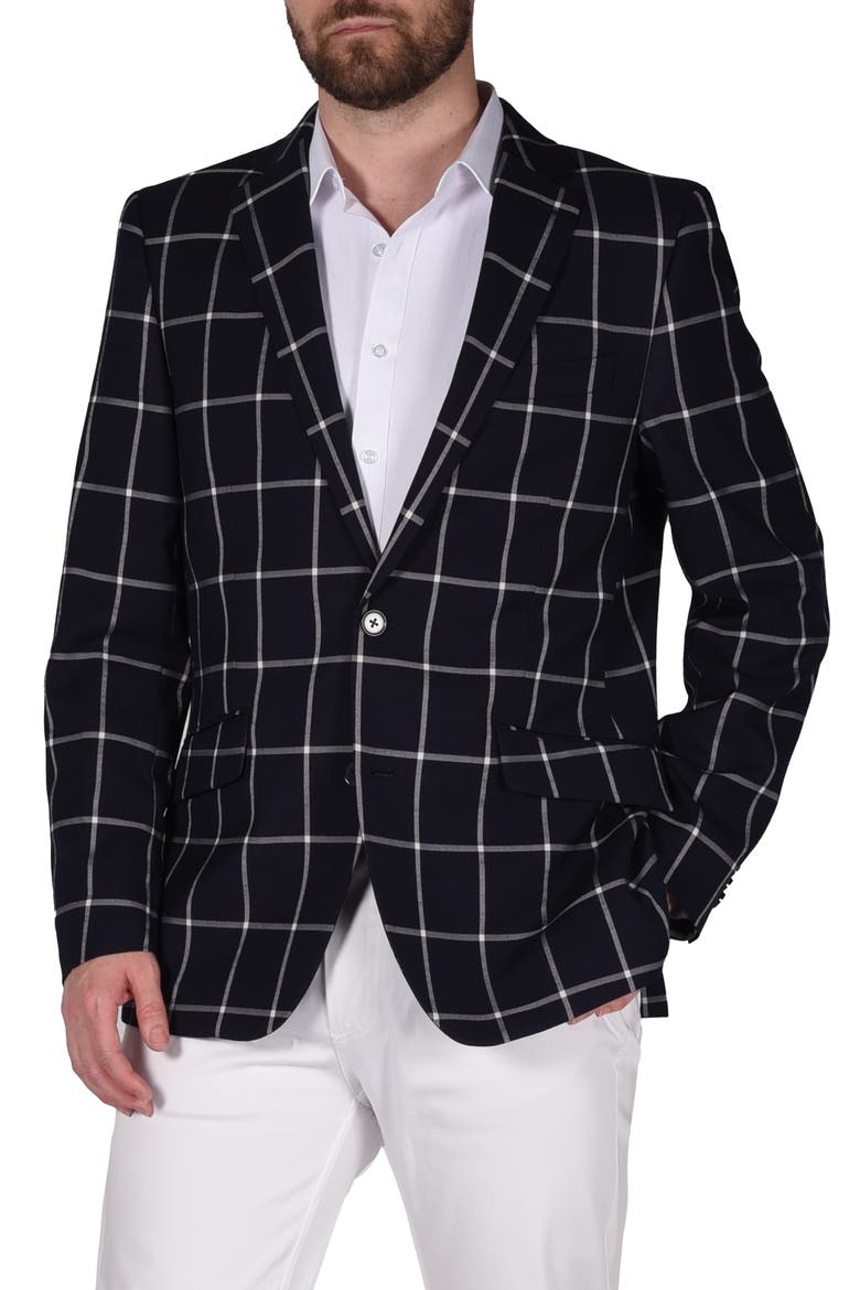 Windowpane Sport Coat, Main, color, NAVY
