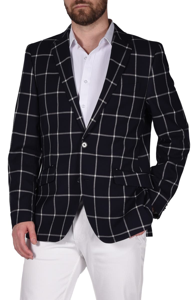 SAVILE ROW CO Windowpane Sport Coat, Main, color, Navy