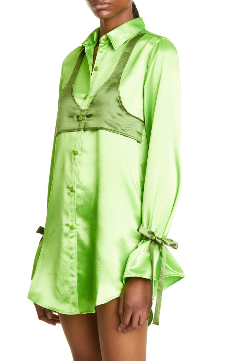 Sammy B Michelle Long Sleeve Satin Mini Shirtdress, Alternate, color, 