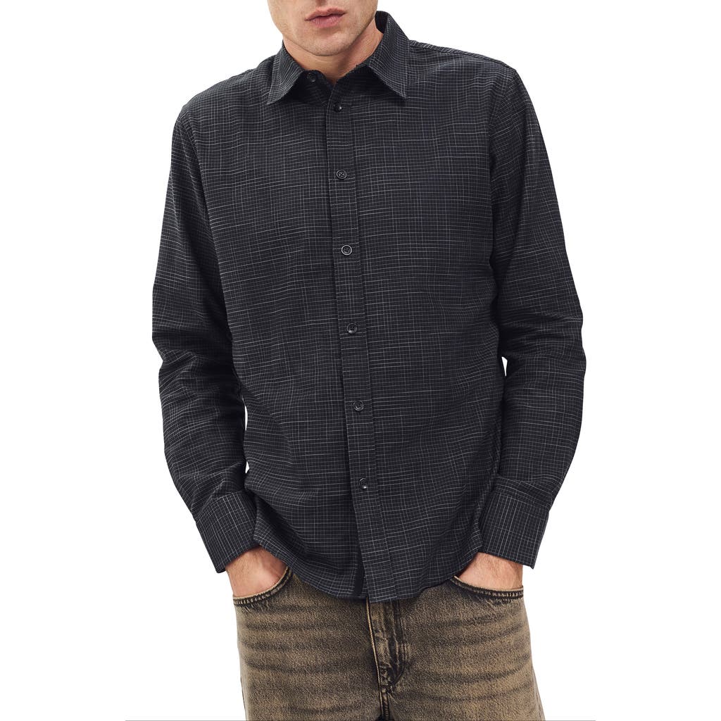 Rag & Bone Tomlin Crosshatch Cotton Button-up Shirt In Gray
