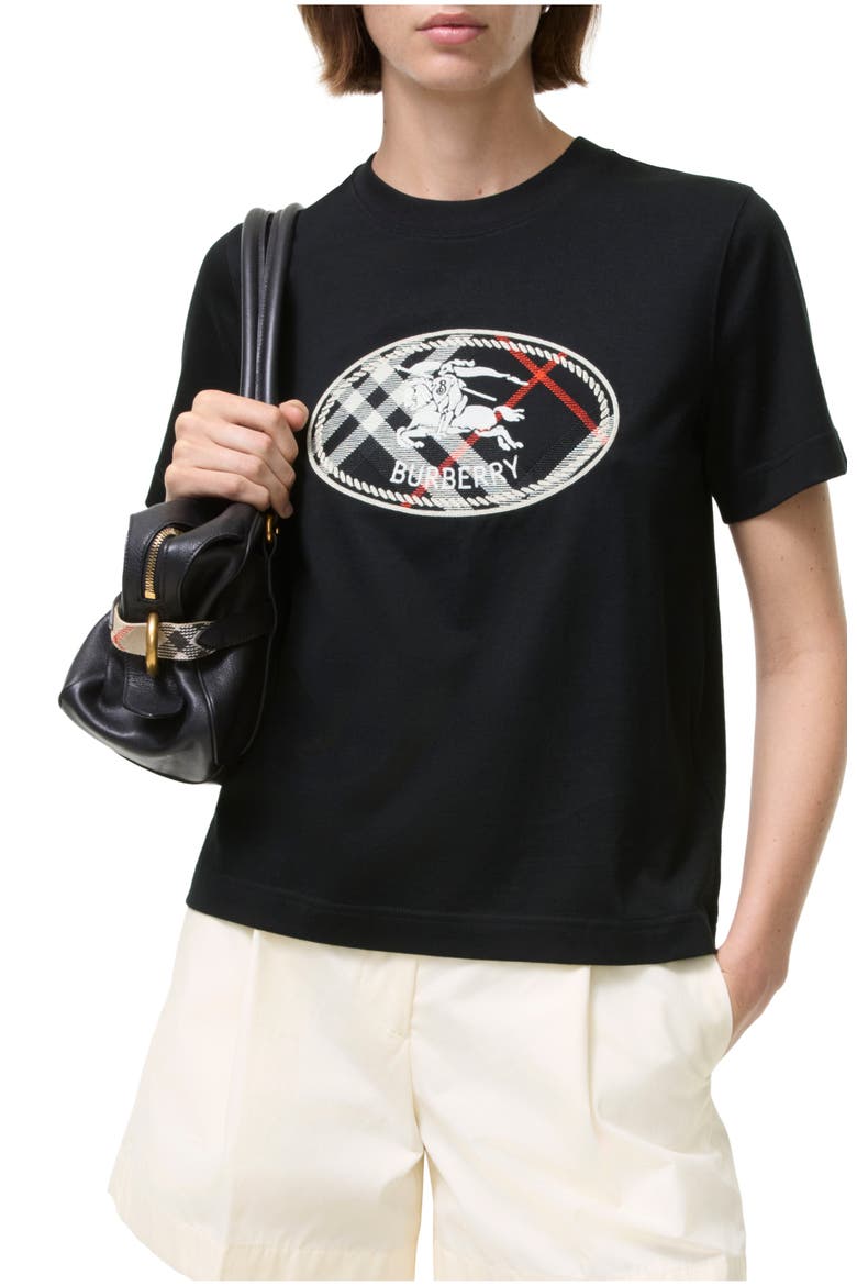 Check Knight Stamp Cotton T-shirt, Main, color, Black