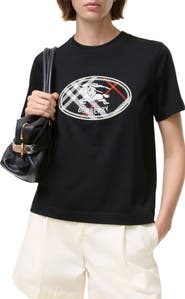 Burberry Check Knight Stamp Cotton T-shirt