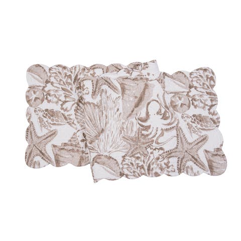 Barley Coast Shells Reversible Quilt Table Runner 14" x 51"