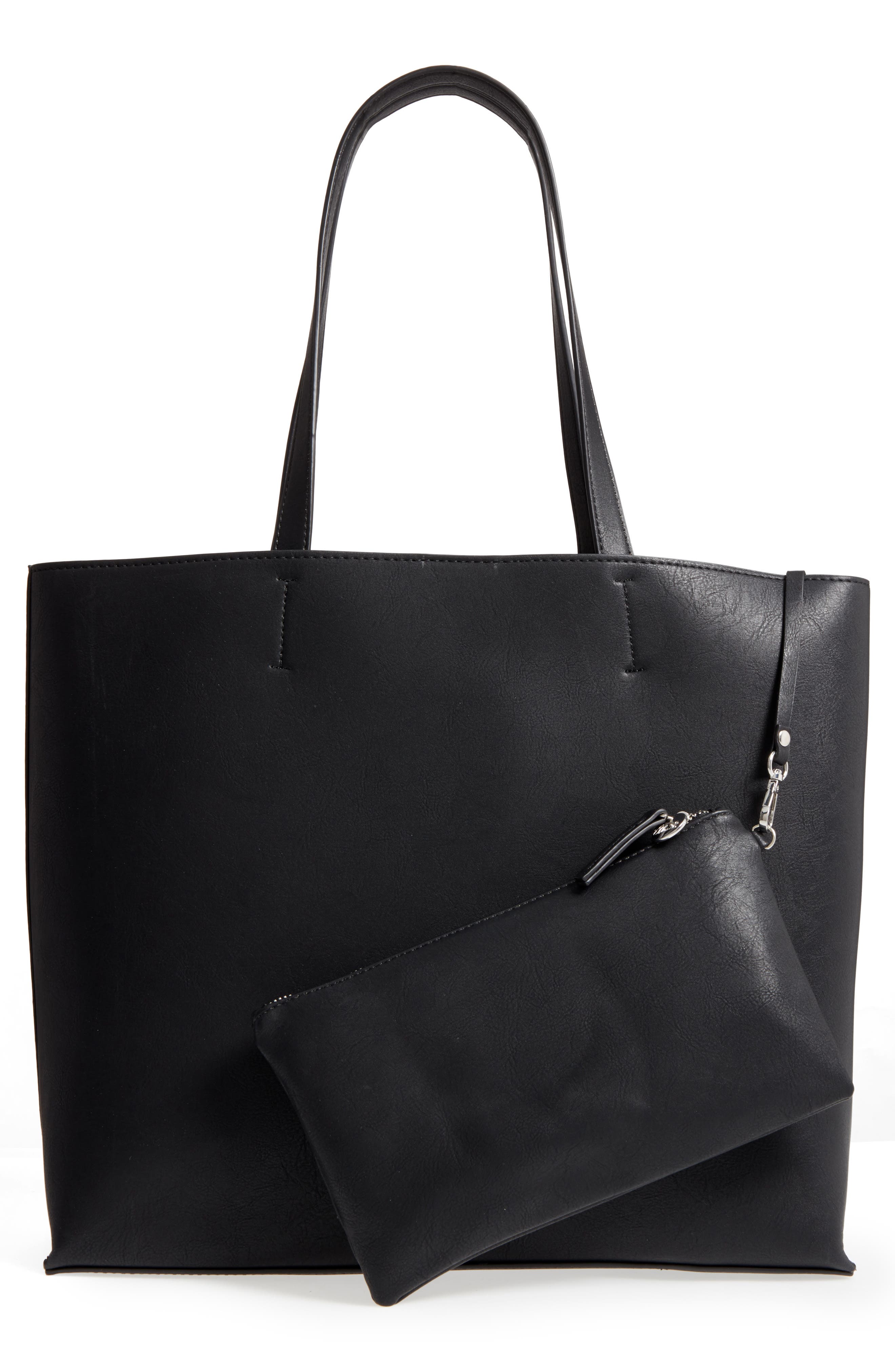 Chelsea28 Leigh Faux Leather Tote & Zip Pouch, Alternate, color, 