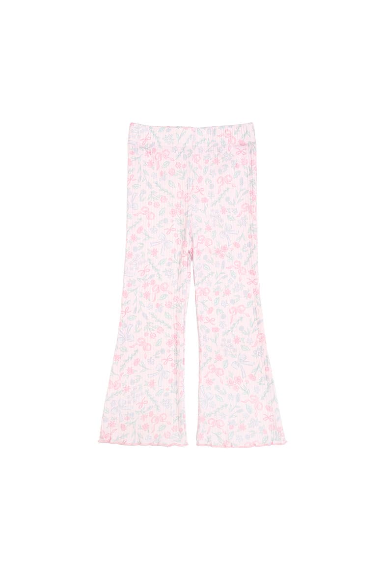 Bow & Bloom Print Flare Legging (baby), Main, color, Pink