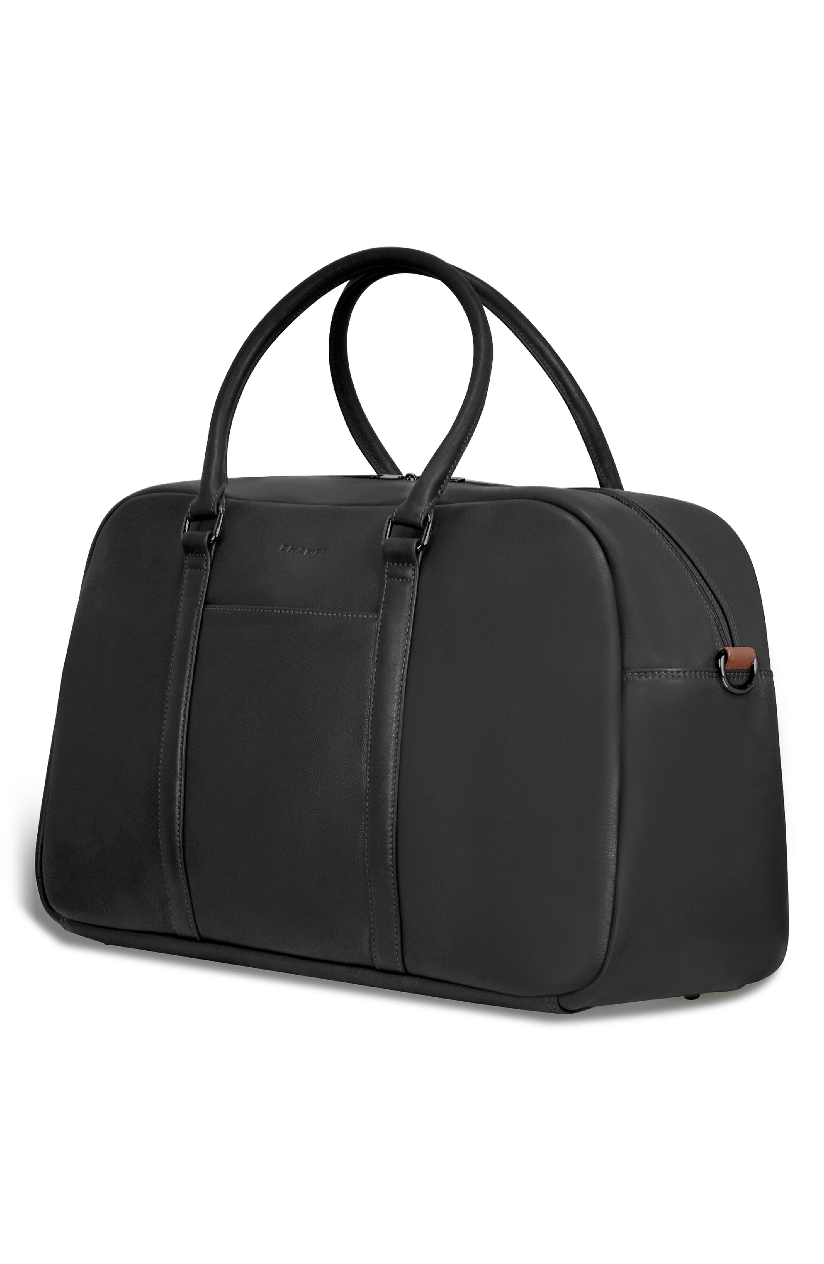 CHAMPS Onyx Leather Duffle Bag, Alternate, color, Black