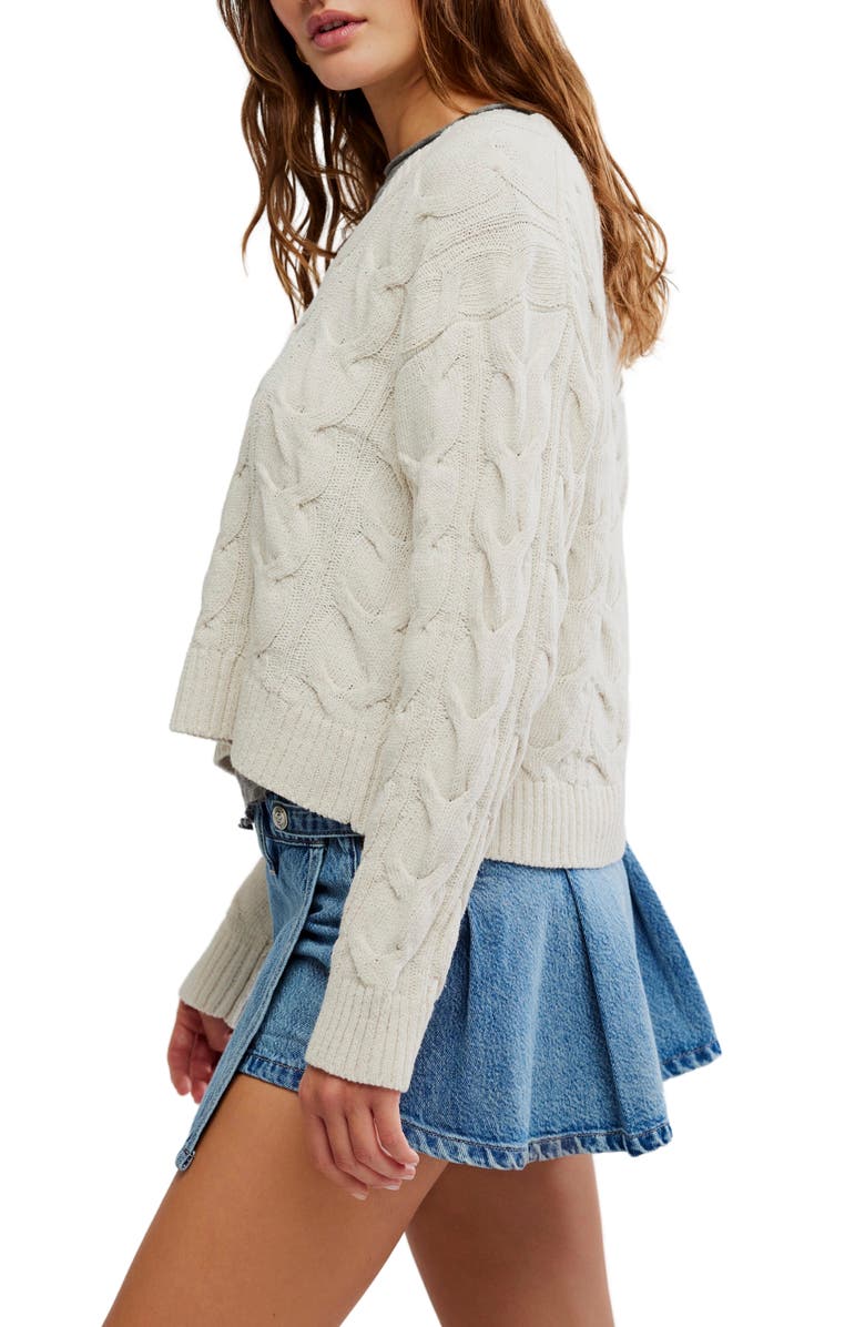 Free People Washed Cable Sweater, Alternate, color, 
