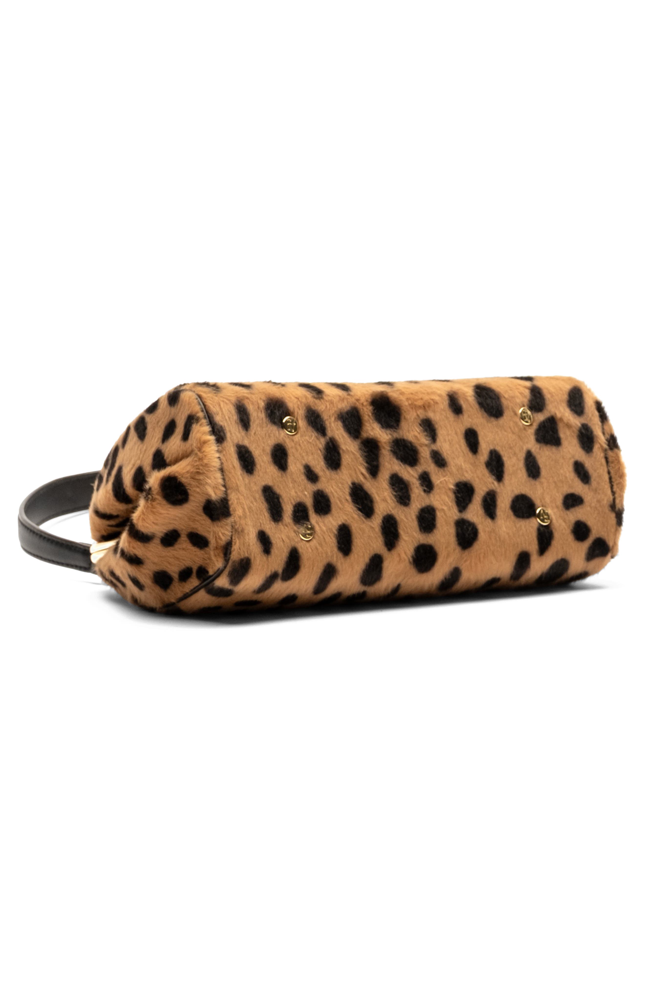 Frances Cheetah Faux Fur Frame Clutch, Alternate, color, CAMEL/BLACK